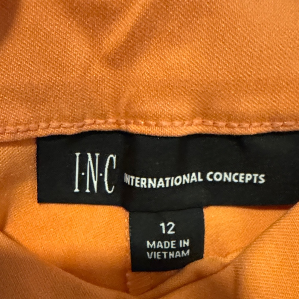 INC International Concepts High Waist Orange Shorts - Picture 3 of 4